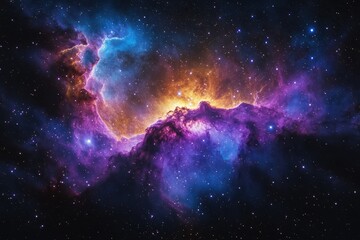 Obraz premium Vibrant star field with glowing nebula clouds in shades of purple and blue