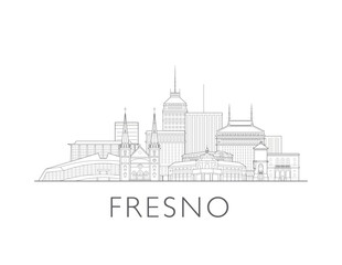 Obraz premium Fresno, California, cityscape illustration skyline drawing
