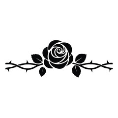 Black rose with thorns elegant floral design
