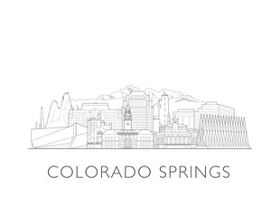 Obraz premium Colorado Springs, cityscape illustration skyline drawing