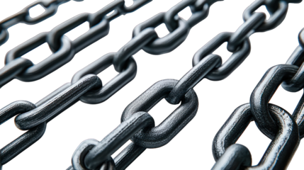 Metal chains diagonally cross dark background