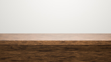 Empty wooden plank or table top display with texture in front of  a white background
