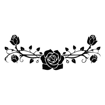 Elegant black rose vine design floral element