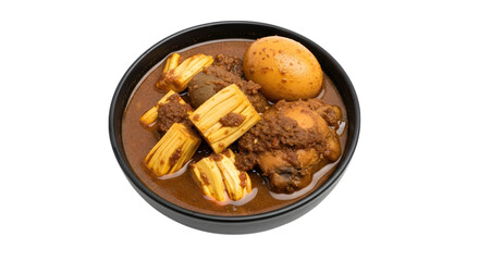 A Traditional Serving of Gudeg a Sweet Javanese Jackfruit Stew from Yogyakarta on isolated transparent background