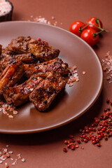 Meat, beef ribs in a marinade grilled with salt and spices. Grilled ribs