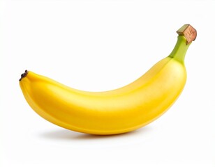 Perfectly curved and glowing in golden hues, this single banana stands crisp against white space&mdash;a timeless icon of freshness, simplicity, and vibrant natural beauty