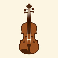 Fototapeta premium Brown violin vector illustration with wood grain feel.