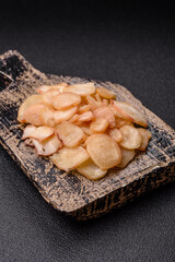 Food, dried squid in shavings or chopped as snacks or jerky. Snack dried squid for beer