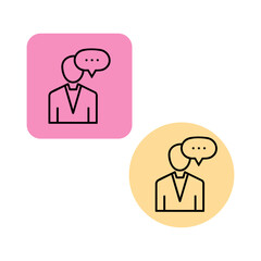 Colorful Communication Icons – Business Person with Speech Bubble