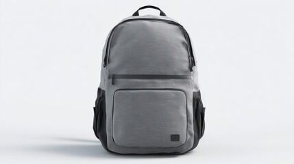 Fototapeta premium Premium photo of modern front view laptop backpack. gray backpack mockup.