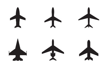 Airplane Icon Collection: Outline and Solid Styles, A set of 12 airplane icons in outline, solid, and decorative styles, ideal for travel, aviation, transportation, and logistics design projects.