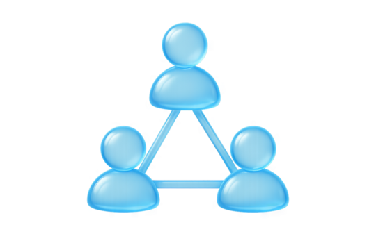 3D Abstract Blue Human Icons Interconnected by Lines – Networking and Teamwork Concept