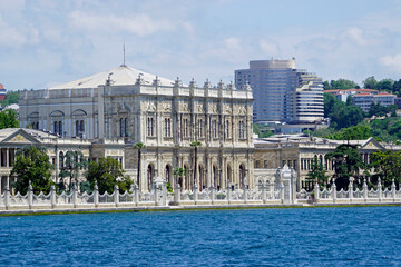 Istanbul Dolmabahce Palace overlooks Bosphorus waterfront
