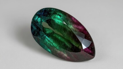 Polychrome Tourmaline Showcases Vibrant Colors and Complex Patterns in an Elegant Cut