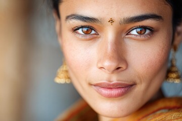 Elegant woman in ethnic attire with gold accessories