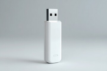 Premium photo of 3D render of a simple, minimalistic white flash drive on an isolated background, front view.