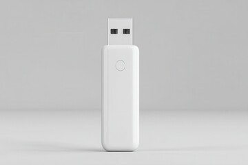 Premium photo of 3D render of a simple, minimalistic white flash drive on an isolated background, front view.