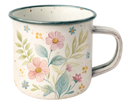 Vintage hand-painted mug isolated PNG antique ceramic mug PNG decorative drinkware PNG classic painted cup PNG retro kitchen accessory PNG colorful ceramic mug PNG transparent background image - Powered by Adobe