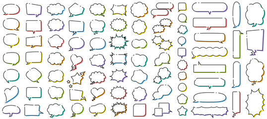 シンプルかわいい、、吹き出しセット（ 吹き出し　ふきだし　見出し　タイトル　フレーム　アメコミ　カラフル　フキダシ　セール ）