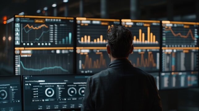 Businessman leverages ai technology and chatbots to enhance data analysis and work efficiency