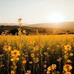 sunset over the field