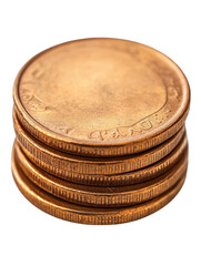 Stack of 5 copper coins with text