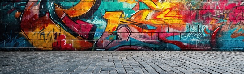 Vibrant Graffiti Wall and Pavement