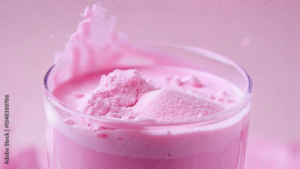 Poster a close-up view of a pink substance contained within a glass container
