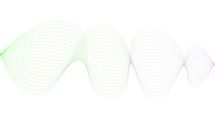 	
Vector curvy abstract line art wavy flowing dynamic colorful lines white background in concept music or sound, wave, wind, information flow	
