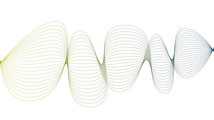 	
Vector curvy abstract line art wavy flowing dynamic colorful lines white background in concept music or sound, wave, wind, information flow	

