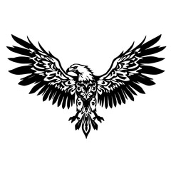 Ornate Eagle Silhouette Vector - Majestic Wings Heraldic Design
