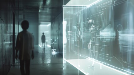 Fototapeta premium Futuristic corridor digital art