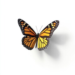 Fototapeta premium Hyper realistic 3d render Monarch Butterfly: Vibrant Wings, Detailed Closeup AI Generative isolated background