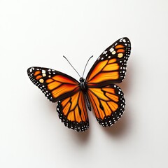 Hyper realistic 3d render Monarch Butterfly: Vibrant Wings, Detailed Closeup AI Generative isolated background