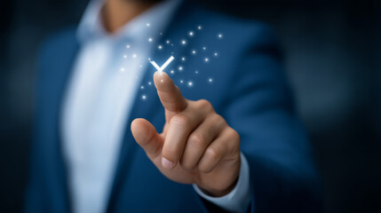 Businessman Approved Document Touching Digital Icon