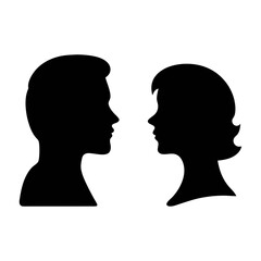 Man and woman silhouette profile vector illustration for love and relationship concept design art