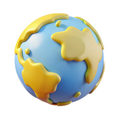 3d cartoon earth globe isolated on transparent background