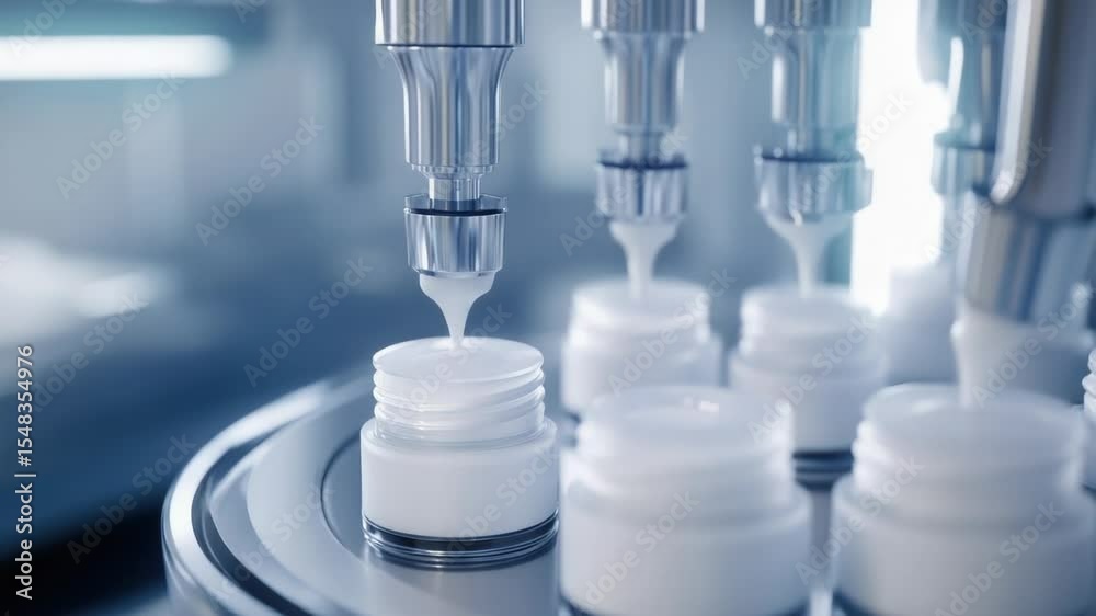 Poster Close-up shot of a machine filled with various size and shape bottles