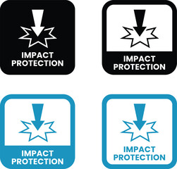 Impact protection logo badge set. Impact protection sign, logo, badge, icon, sticker, label, emblem, stamp, symbol, black, line, flat vector, isolated illustration.

Suitable for product label 