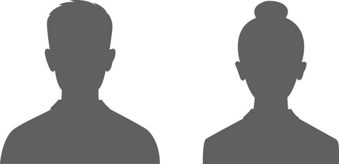 Men and women avatars set. Male and female silhouettes abstract people. User profiles badges. Unknown or anonymous persons. Vector illustration