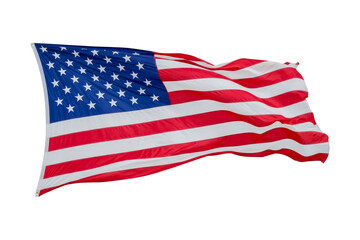 Fototapeta premium American flag realistic waving detailed png isolated on transparent background