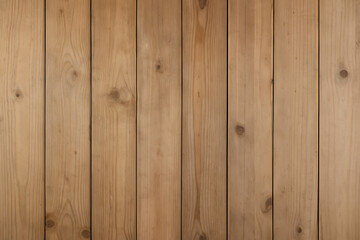 Naklejka premium Close-up of a natural wood plank background. The wooden texture shows vertical lines with knots, creating a warm, rustic aesthetic. Wooden texture, background