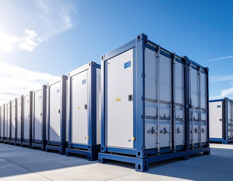 Industrial containerized battery energy storage system in open space,
