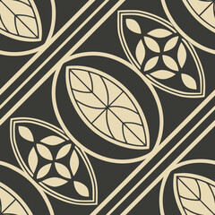 Geometric seamless vector pattern in black and gold tones  