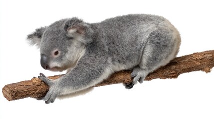 Obraz premium Baby koala on branch, profile view