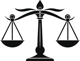 Scales of Justice Illustration Featuring Legal Symbols and Balance Concept