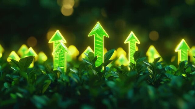 A cluster of green arrows sprouting from the grass, a whimsical and nature-inspired image