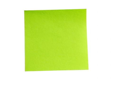 Bright Green Sticky Note Mockup for Reminders, Ideas and Messages on White Background