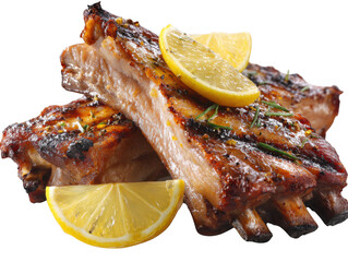 Juicy Grilled Ribs with Lemon Slices, a Mouthwatering Culinary Masterpiece for Food Lovers