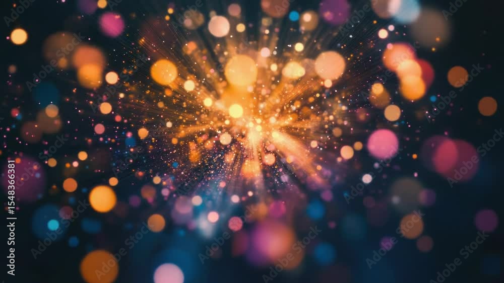 Poster a blurry image of a starburst effect with bright colors and shapes